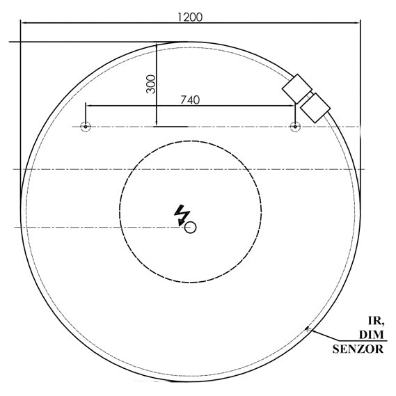 Kolpa San Oglinda cu iluminare LED si touch senzor, Ø120 cm