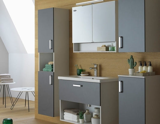 Set mobilier baie (masca cu 1 sertar si lavoar) Kolpa San Evelin 80x46xH64 cm, antracit