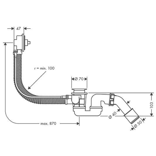 Hansgrohe Flexaplus Sifon cada cu preaplin 78 cm