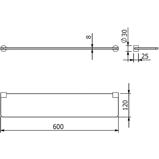 Kludi Vera R Polita din sticla 60 cm, negru mat