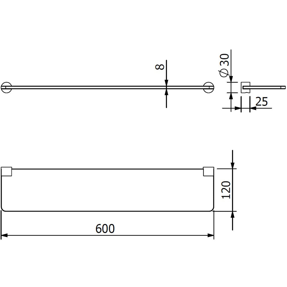 Kludi Vera R Polita din sticla 60 cm, negru mat