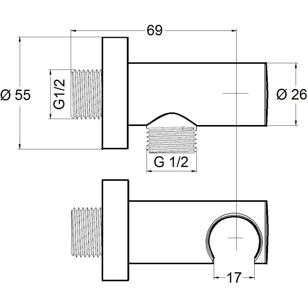 Kludi Cot racord cu suport dus, crom