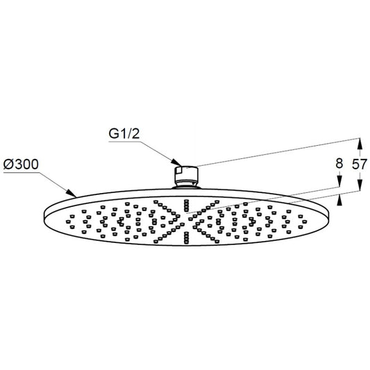 Palarie dus fix Kludi A-QA, Ø30 cm, alb/crom