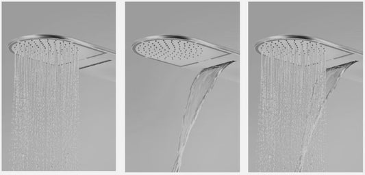 Palarie dus fix Kludi A-QA, Ø25x60 cm cu jet Cascade, negru mat