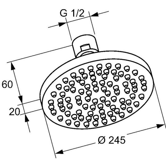 Palarie dus fix Kludi A-QA, eco Ø25 cm