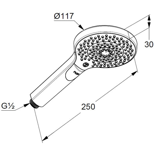 Para dus Kludi Dive cu 3 functii, Ø12 cm