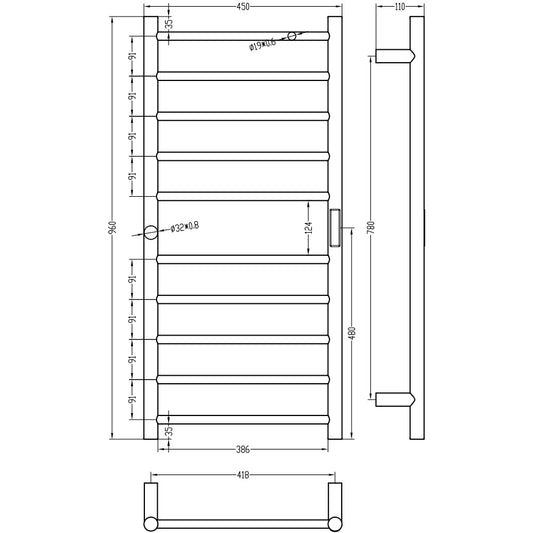 Bemeta Calorifer (radiator) portprosop electric 450xH960 mm, crom