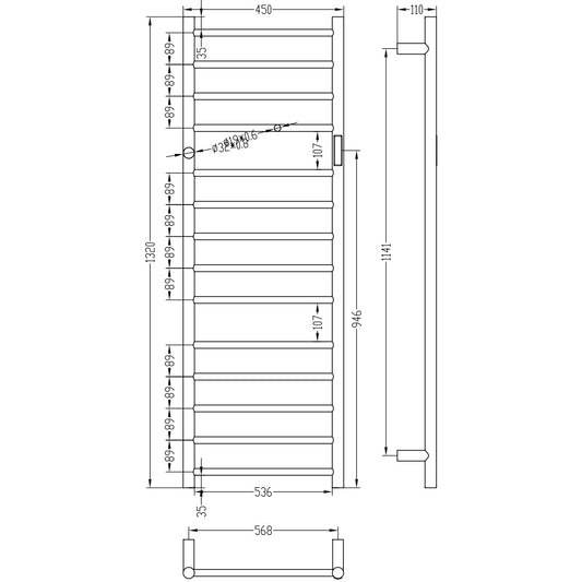 Bemeta Calorifer (radiator) portprosop electric 450xH1320 mm, crom