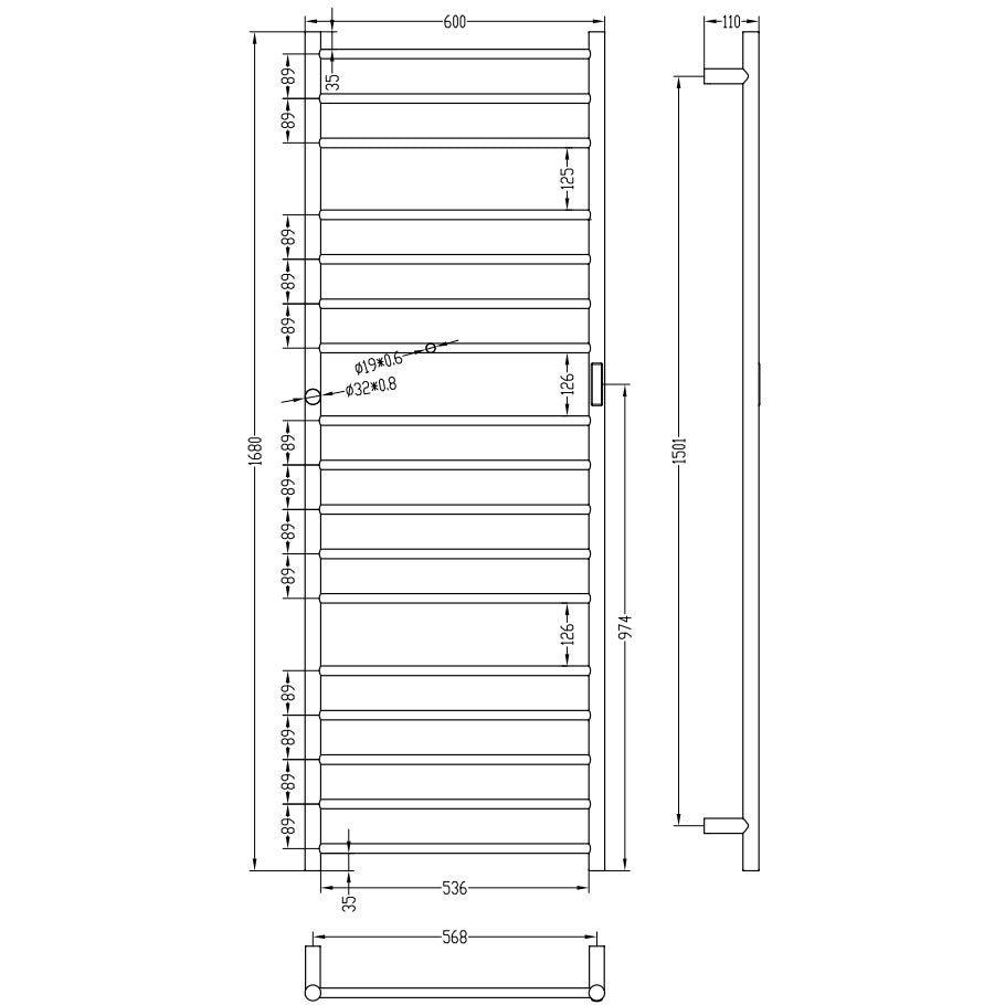 Bemeta Calorifer (radiator) portprosop electric 600xH1680 mm, crom
