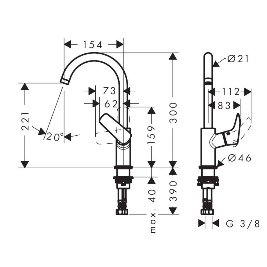 Baterie lavoar Hansgrohe Logis 210