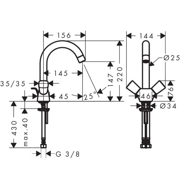 Baterie lavoar Hansgrohe Logis 150, dubla comanda, cu ventil pop-up
