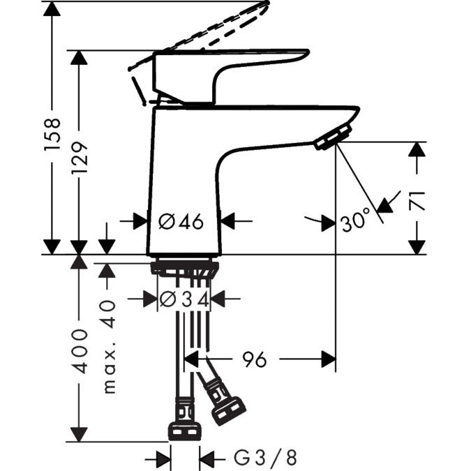 Baterie lavoar Hansgrohe Talis E 80, fara ventil