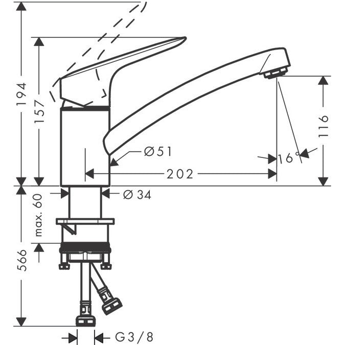Hansgrohe Logis M31 120 Baterie chiuveta bucatarie monocomanda, crom