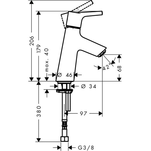 Robinet lavoar Hansgrohe Talis S 80, fara ventil