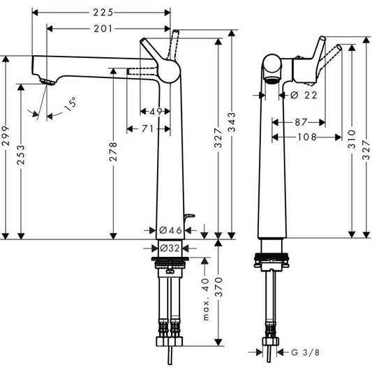Baterie lavoar inalta Hansgrohe Talis S 250, fara ventil