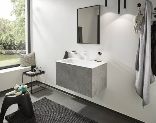 Baterie lavoar alba mat Hansgrohe Finoris, cu ventil H16 cm