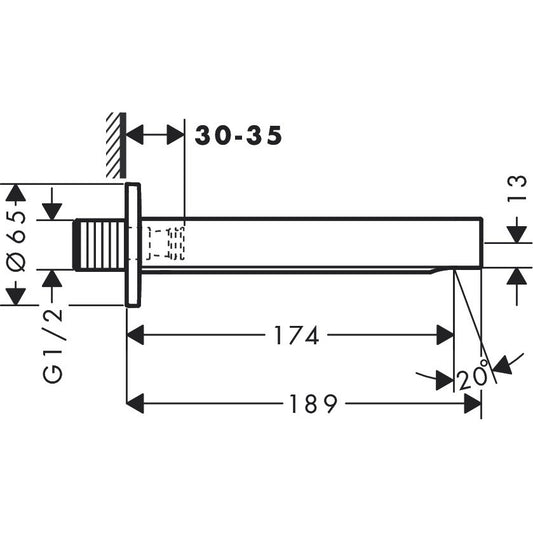 Hansgrohe Finoris Pipa cada, alb mat