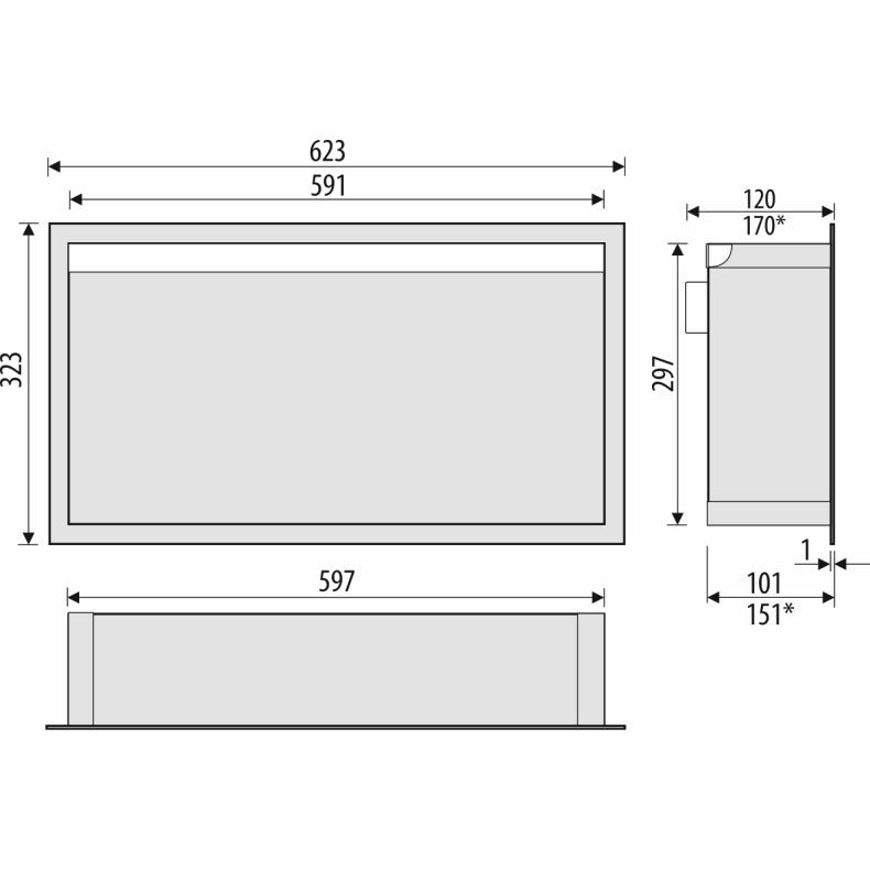 Bemeta Nisa perete baie 62x10xH32 cm cu iluminare LED, negru