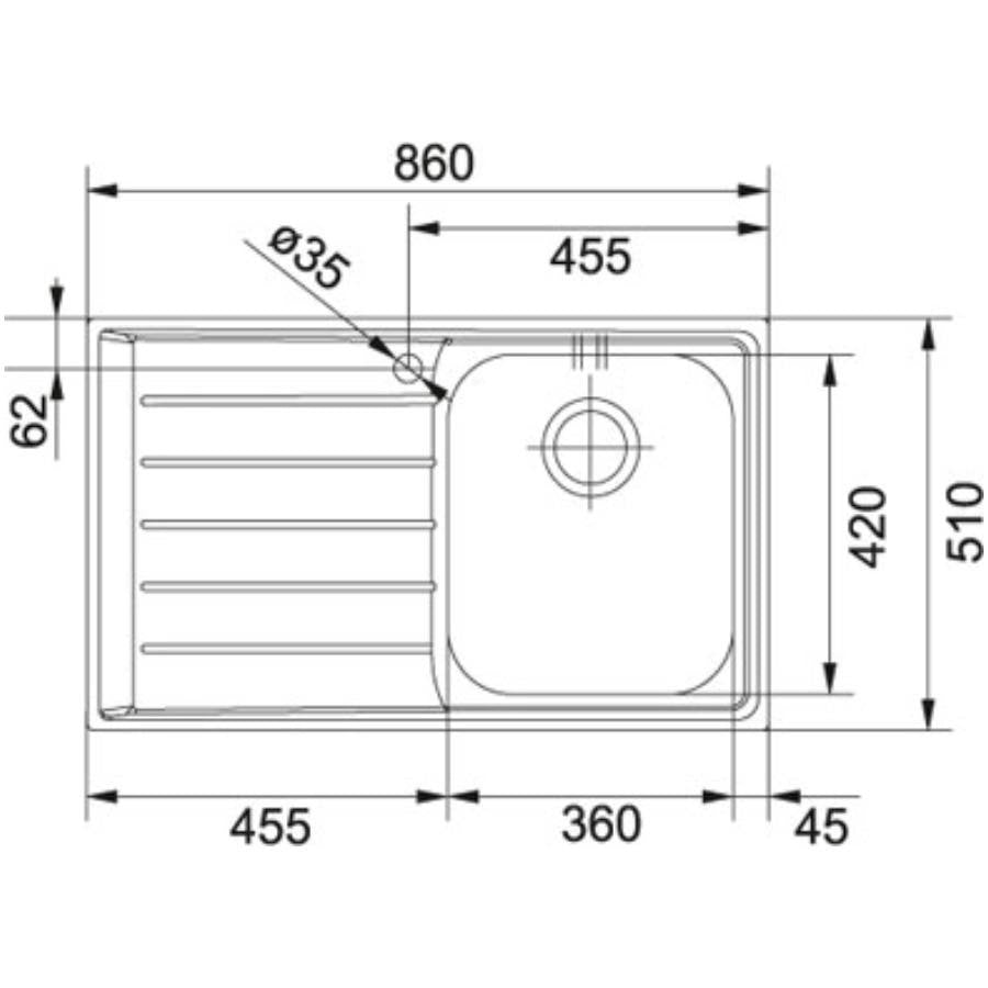 Franke Neptune NET 611 Chiuveta bucatarie inox 86x51 cm, finisaj microdekor