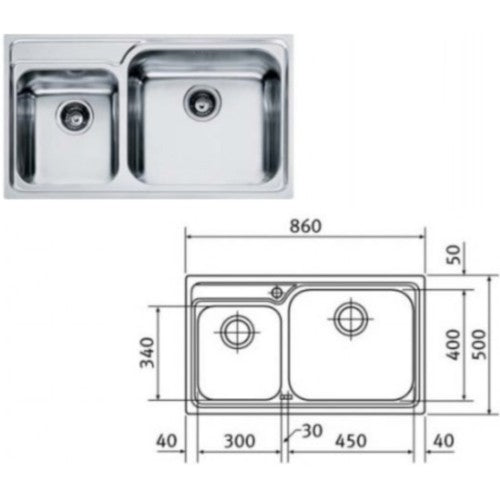 Franke Galassia GAX 620 Chiuveta bucatarie inox 86x50 cm, finisaj lucios