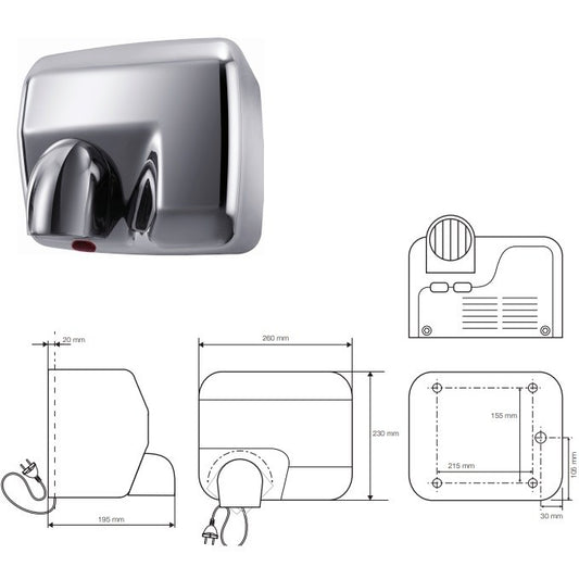 Bemeta Hotel Uscator de maini automat 2300W, inox lucios