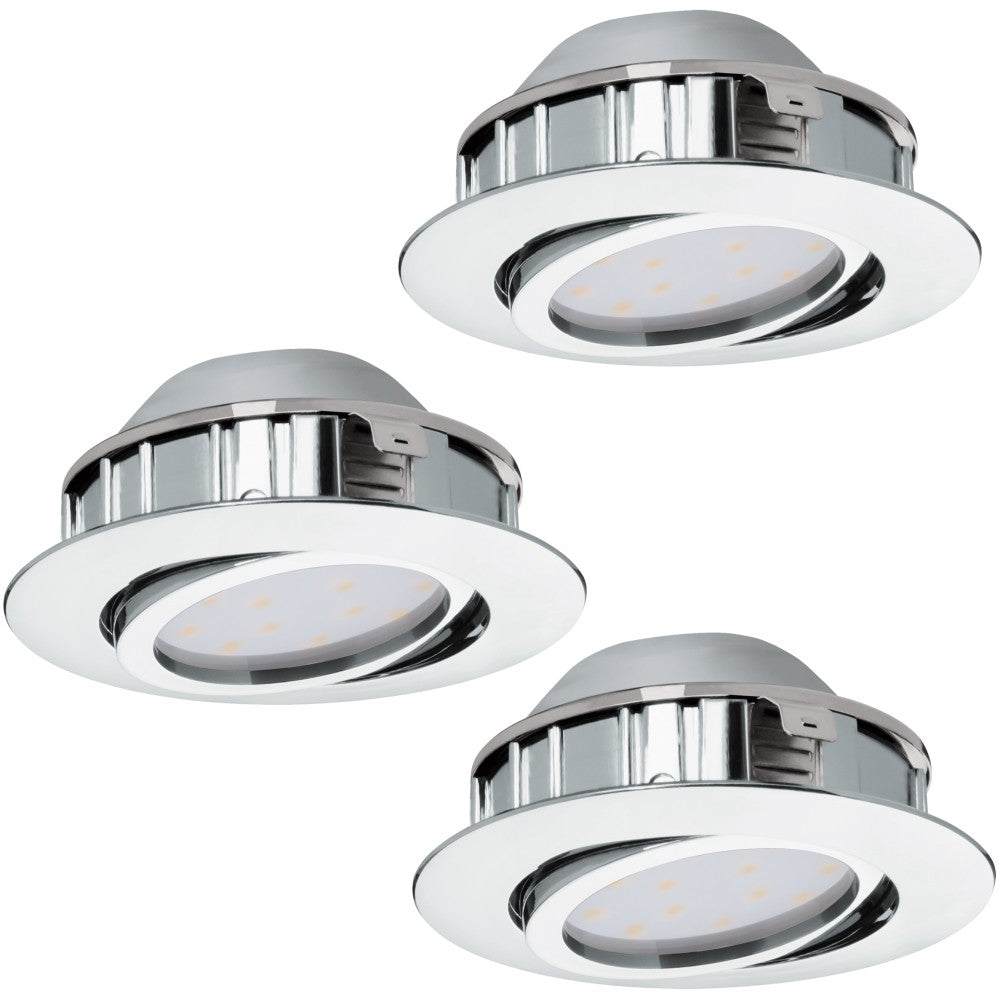 Eglo Pineda Set 3 spoturi incastrate rotunde 3x6W, orientabile, crom