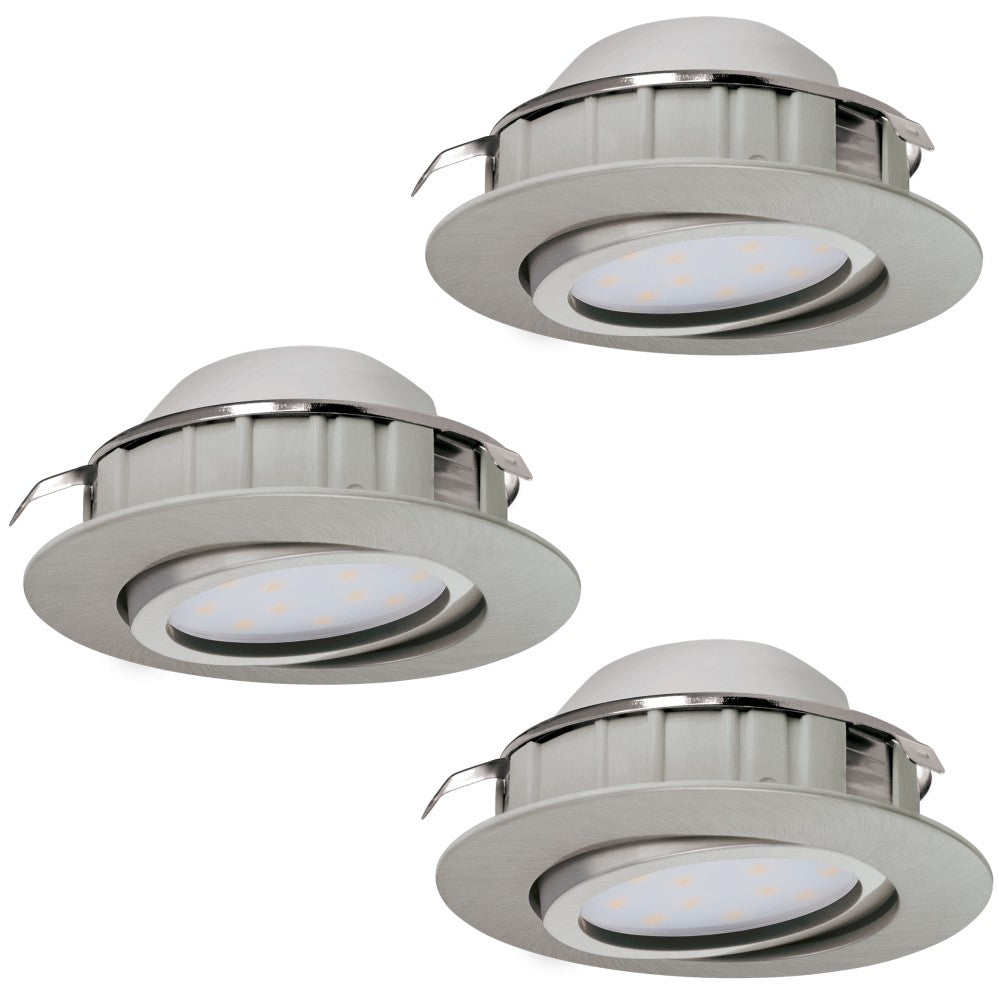 Eglo Pineda Set 3 spoturi incastrate rotunde 3x6W, orientabile, lumina reglabila, nichel mat
