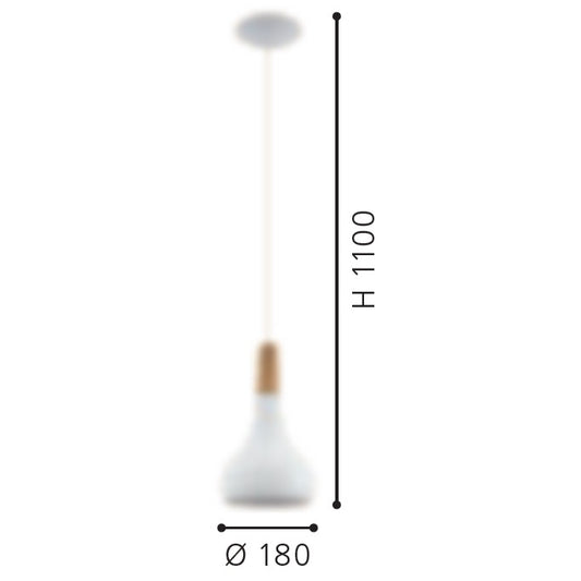 Eglo Sabinar Pendul 1x60W, Ø18 cm, alb