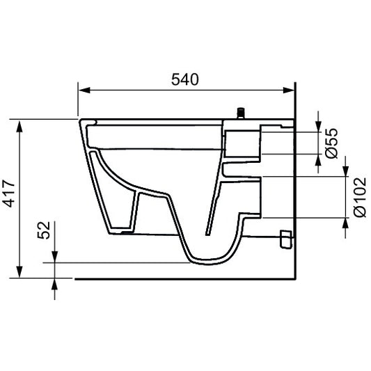 Vas WC suspendat Tece Neo Rimless 37x54 cm evacuare orizontala
