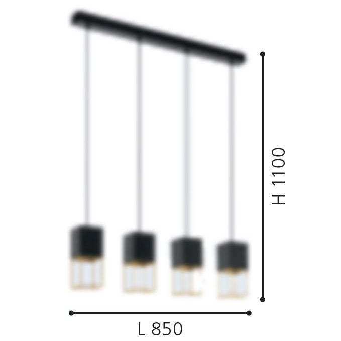 Eglo Montebaldo Pendul 4x5W, negru/auriu