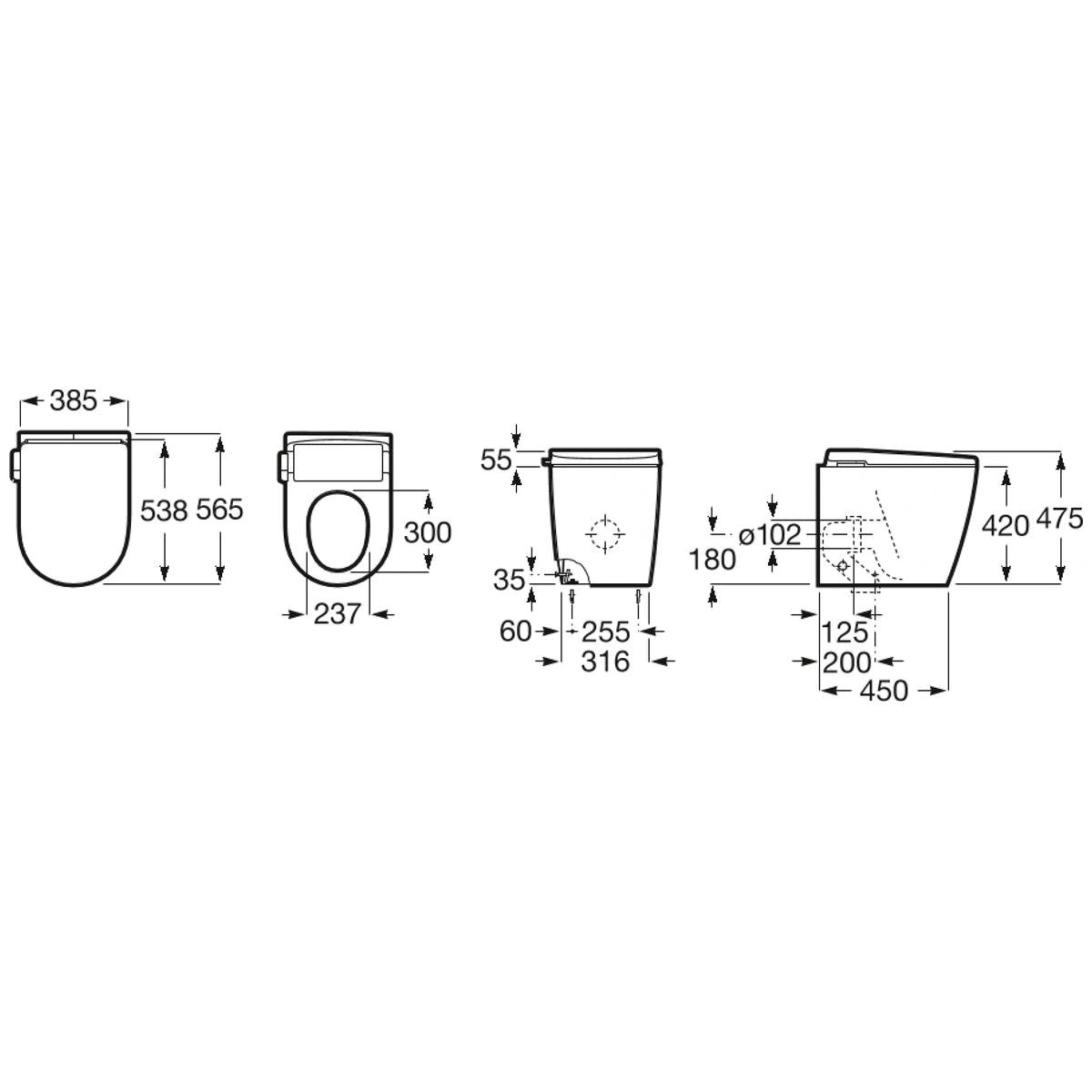 Desen tehnic Roca A80336MS0H technical drawing