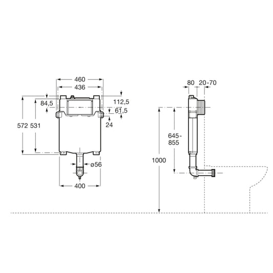 Roca Duplo One Compact Rezervor incastrat 8 cm grosime, pentru WC pe pardoseala