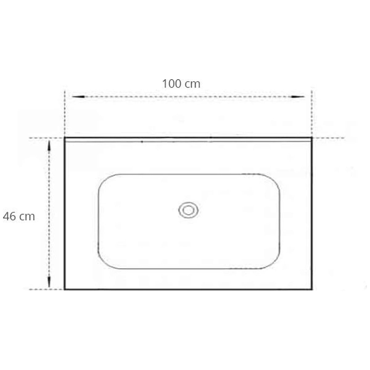 Lavoar baie incastrat Fluminia 100x46 cm, compozit negru mat - schita tehnica