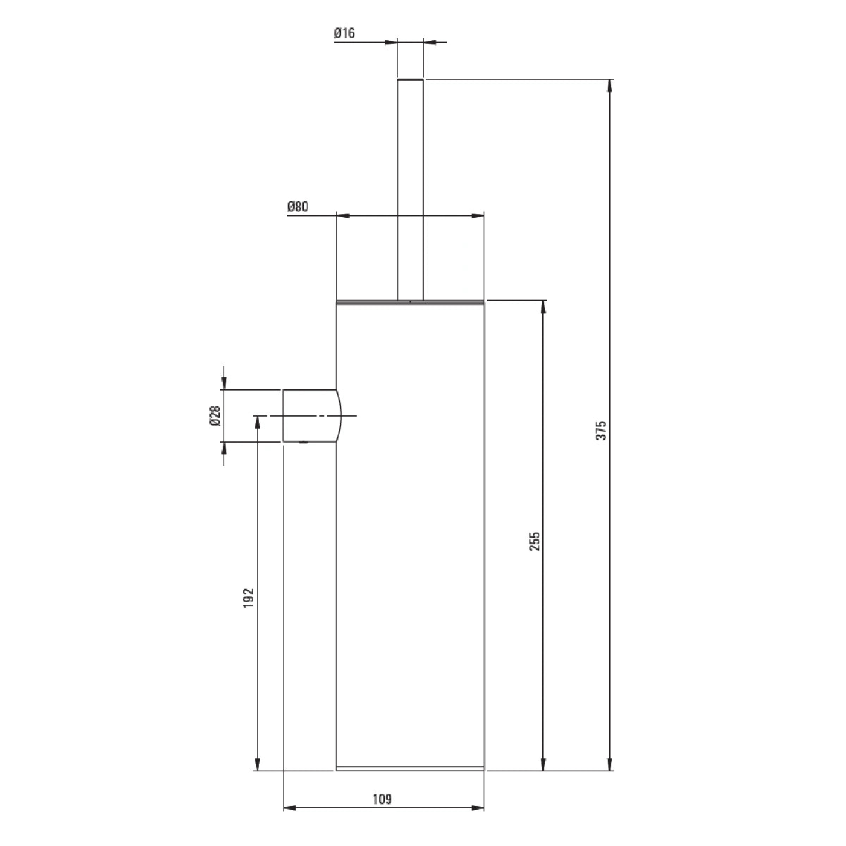 Deante Round Perie WC corp metalic, montaj pe perete, negru