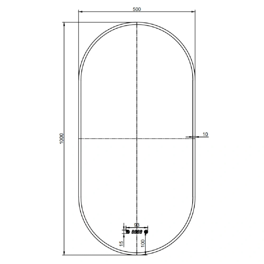 Fluminia Canaria Oglinda cu iluminare LED, dezaburire si ceas 50xH100 cm, rama neagra mat