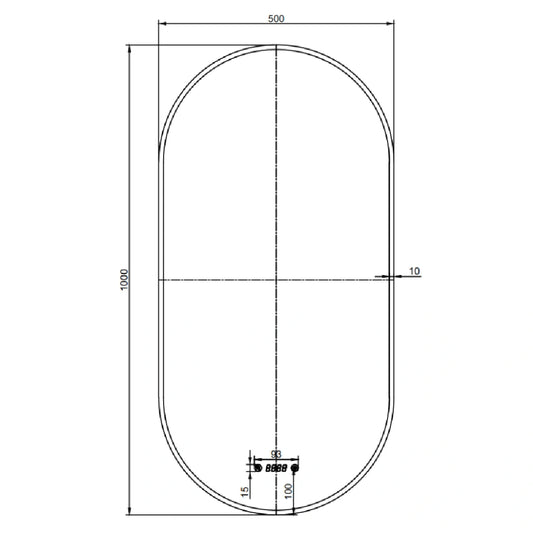 Fluminia Canaria Oglinda cu iluminare LED, dezaburire si ceas 50xH100 cm, rama neagra mat