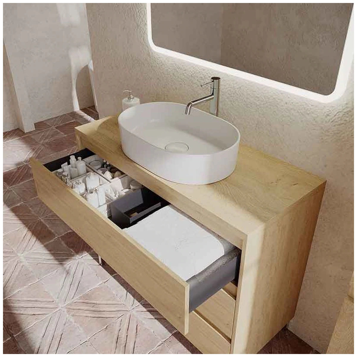 Fluminia Rovere naturale Blat baie pentru mobilier 100x46xH3.8 cm - ambient