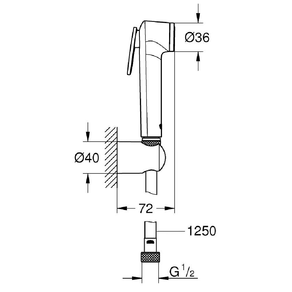 Grohe Tempesta-F Trigger 30 Dus igienic cu suport, furtun 125 cm, auriu (cool sunrise)