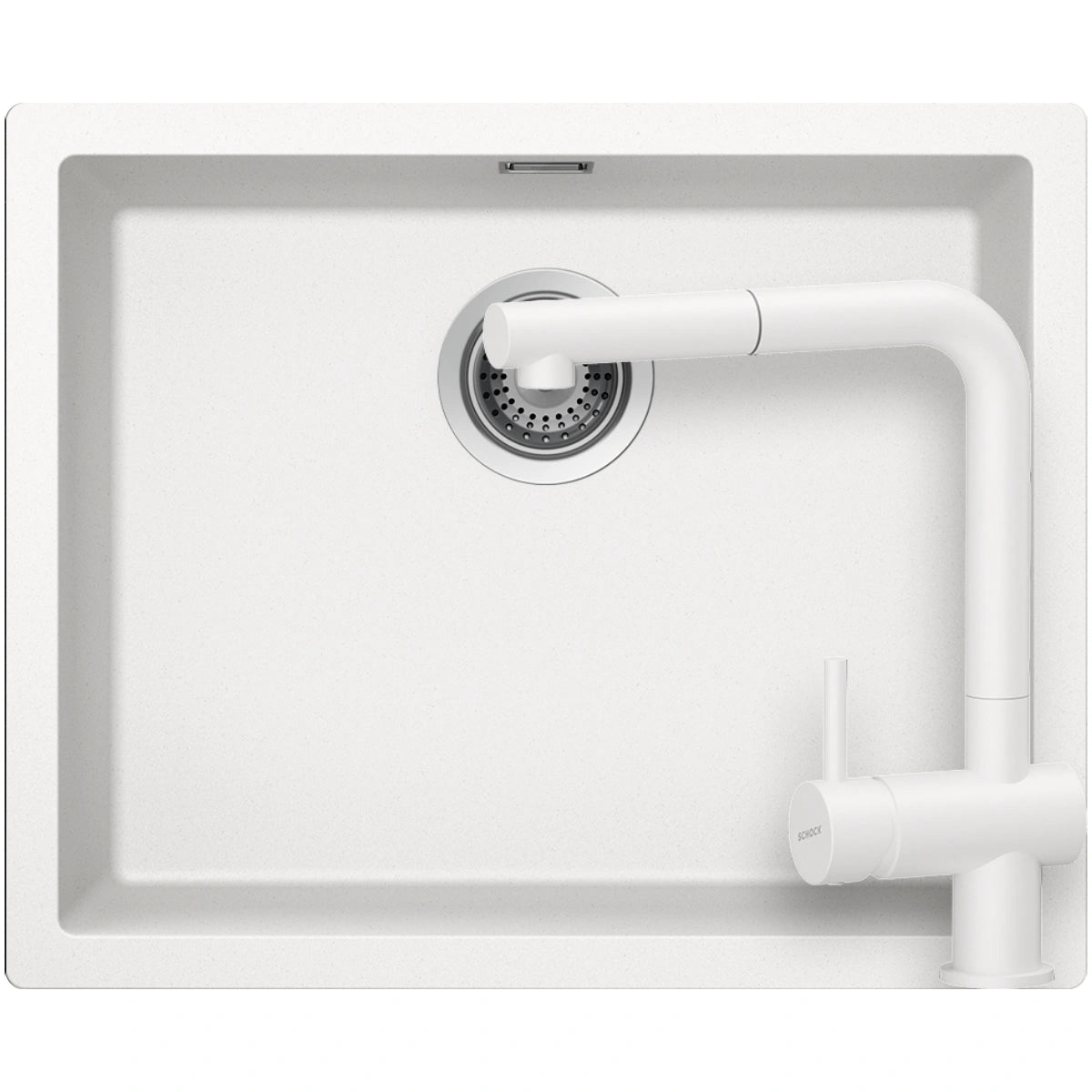 Schock Kaia N-100L Set chiuveta bucatarie granit Cristadur 55x45 cm si baterie Epos Magnolia, alb (magnolia)