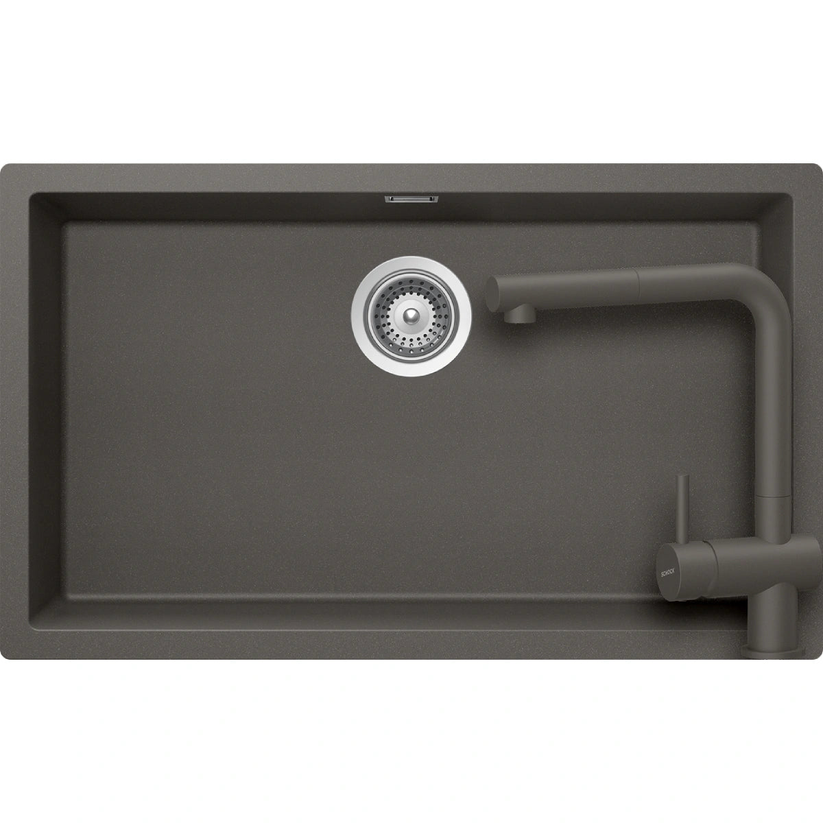 Schock Kaia N-100XL Set chiuveta bucatarie granit Cristadur 75x45 cm si baterie Epos Silverstone, gri (silverstone)