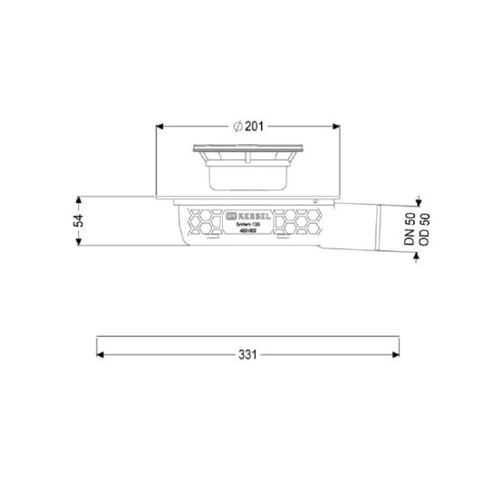 Corp sifon de pardoseala Kessel Ultraflat System 125 cu flansa de hidroizolatie, DN 50