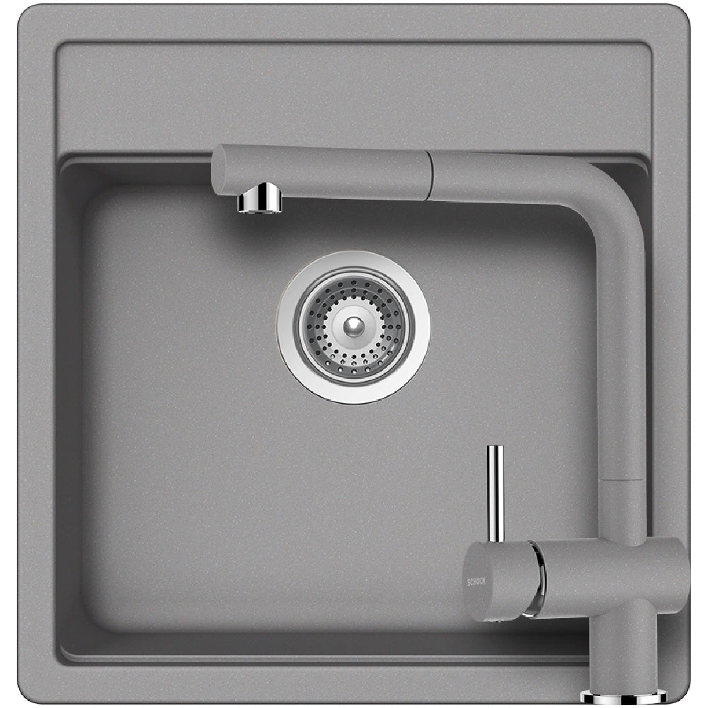 Schock Nemo N-100S Set chiuveta bucatarie granit Cristalite 49x51 cm si baterie Epos Croma, gri (croma)