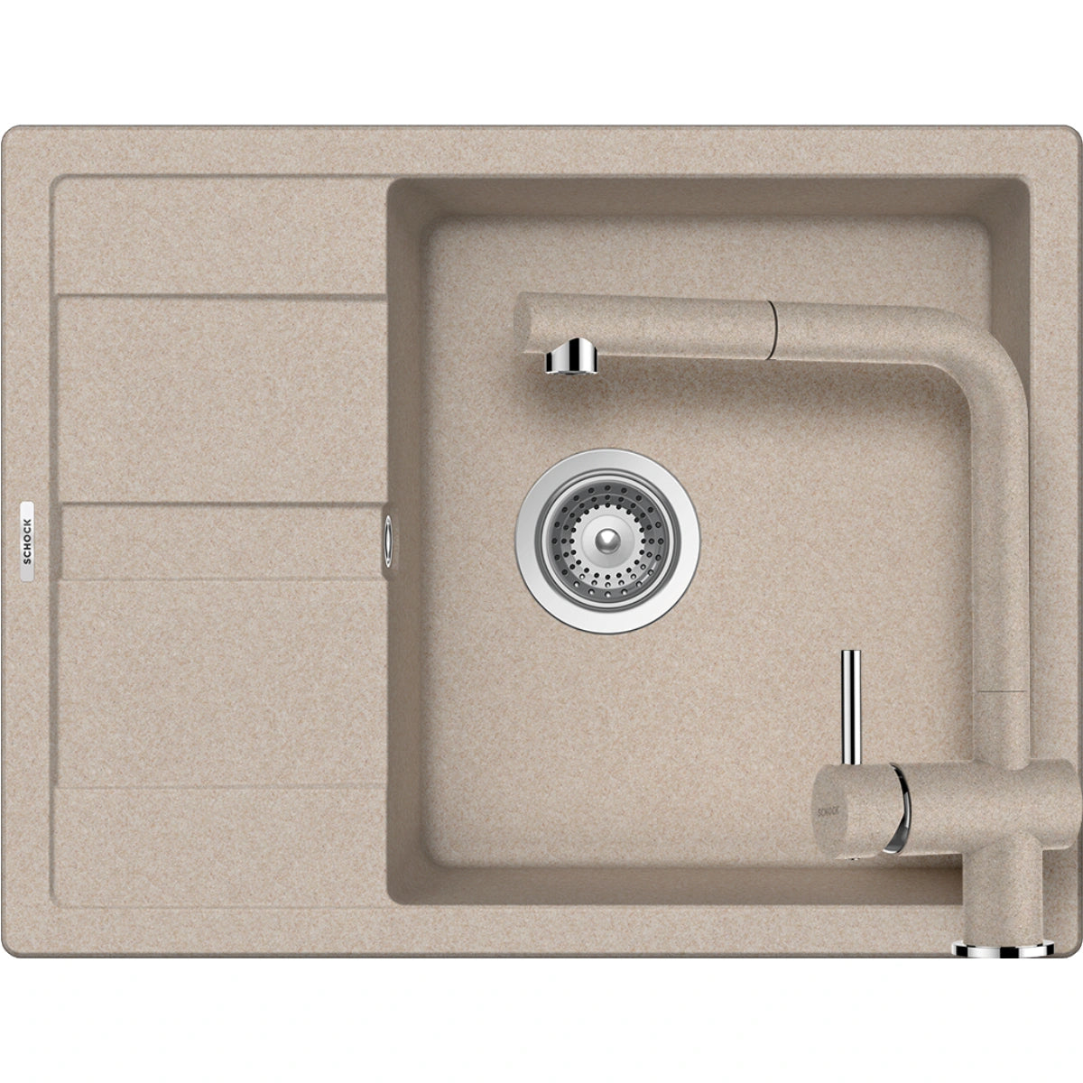 Schock Ronda D-100L Set chiuveta bucatarie granit Cristalite 65x50 cm si baterie Epos Sabbia, nisip (sabbia)