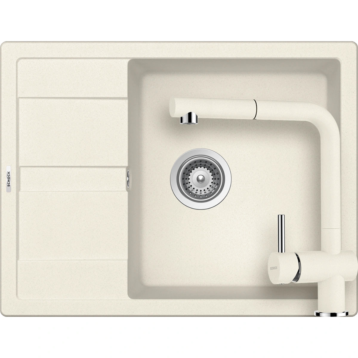 Schock Ronda D-100L Set chiuveta bucatarie granit Cristalite 65x50 cm si baterie Epos Vanilla, bej (vanilla)