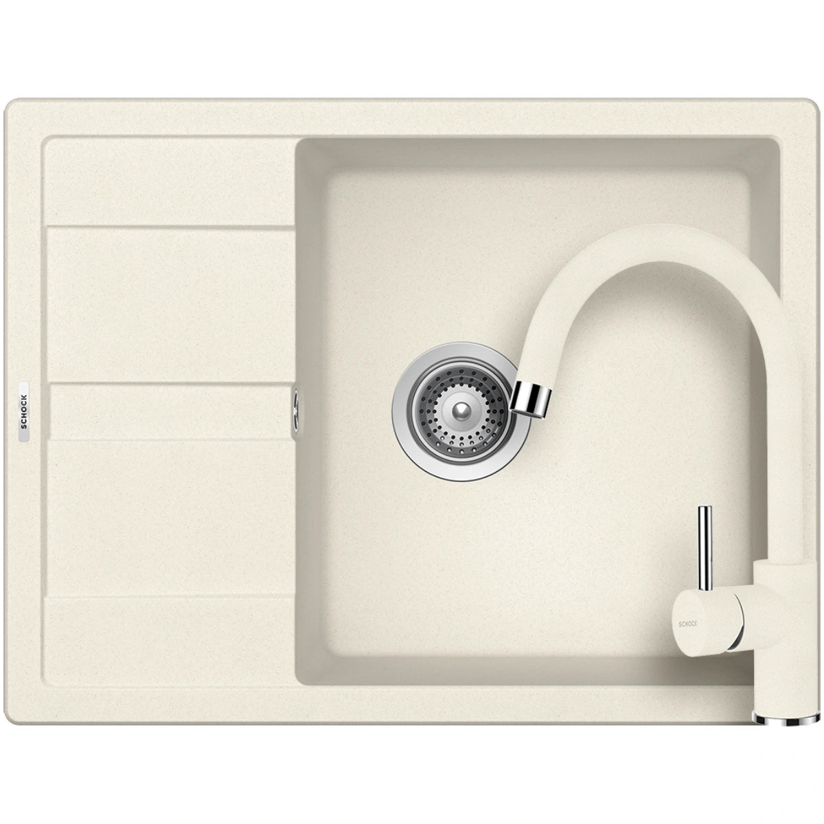 Schock Ronda D-100L Set chiuveta bucatarie granit Cristalite 65x50 cm si baterie Plutos Vanilla, bej (vanilla)