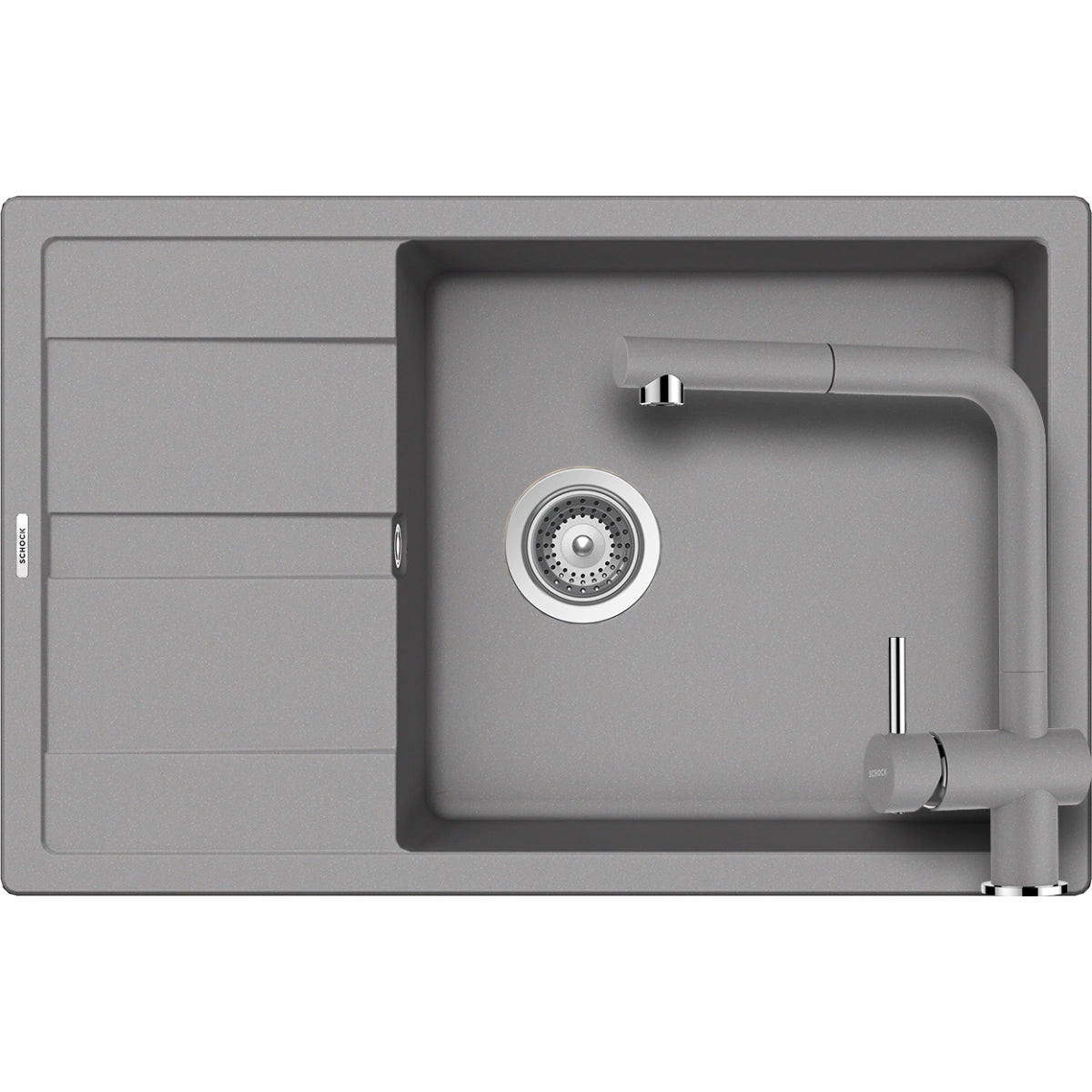 Schock Ronda D-100XL Set chiuveta bucatarie granit Cristalite 78x50 cm si baterie Epos Croma, gri (croma)