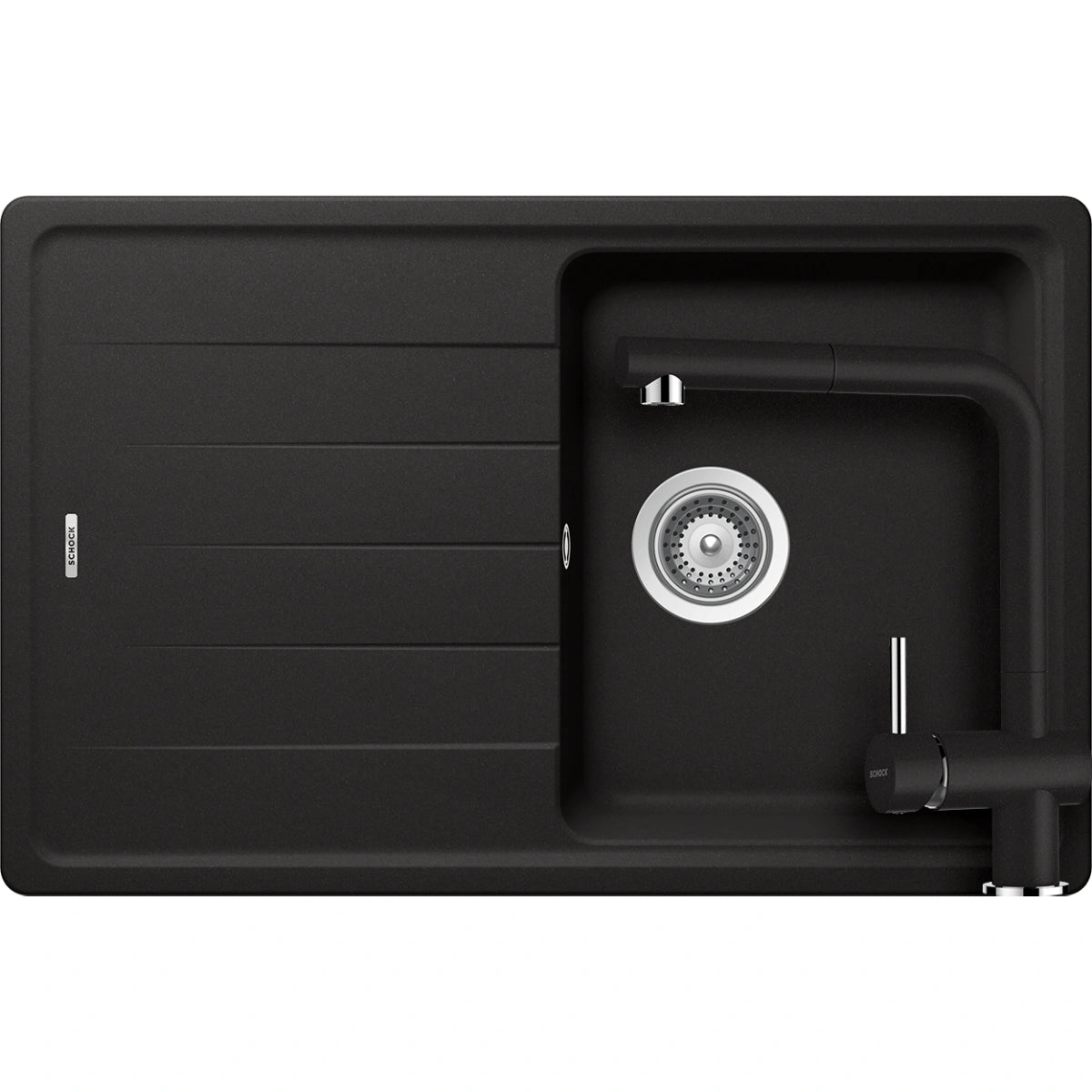 Schock Element D-100S Set chiuveta bucatarie granit Cristalite 78x50 cm si baterie Epos Nero, negru (nero)