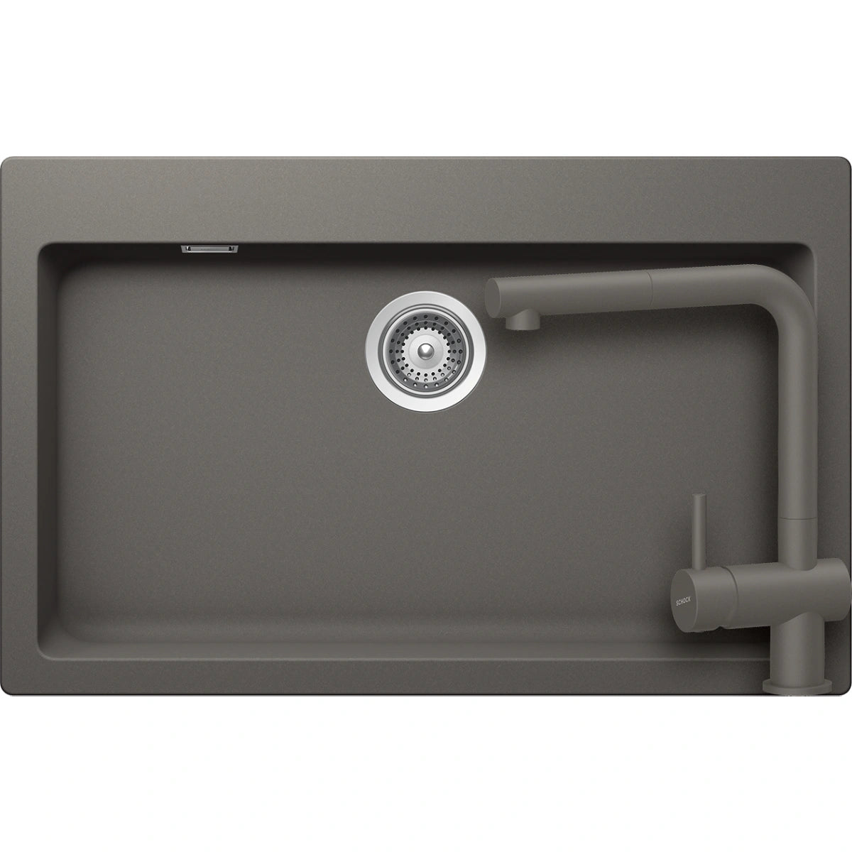 Schock Signus N-100XL Set chiuveta bucatarie granit Cristadur 79x50 cm si baterie Epos Silverstone, gri (silverstone)