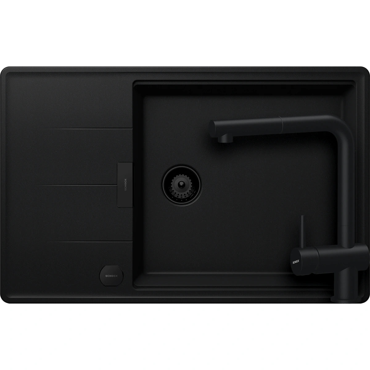 Schock Tia D-100LS Set chiuveta bucatarie granit Cristadur 78x50 cm si baterie Epos Puro, negru (puro)