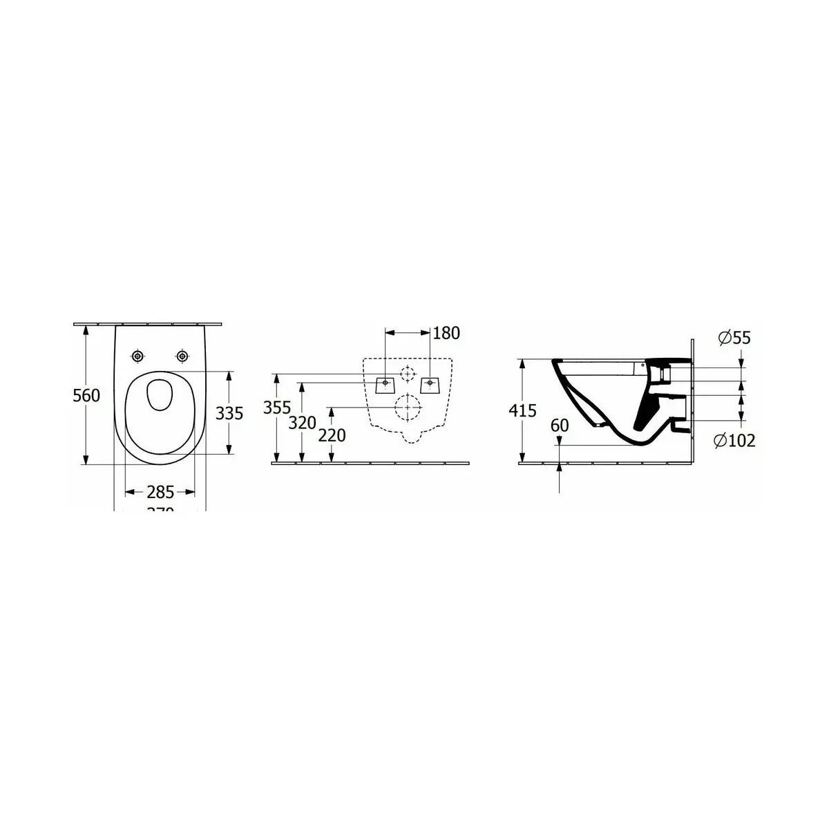 Vas WC suspendat Villeroy & Boch Subway 3.0 TwistFlush CeramicPlus 37x56 cm evacuare orizontala, alb mat
